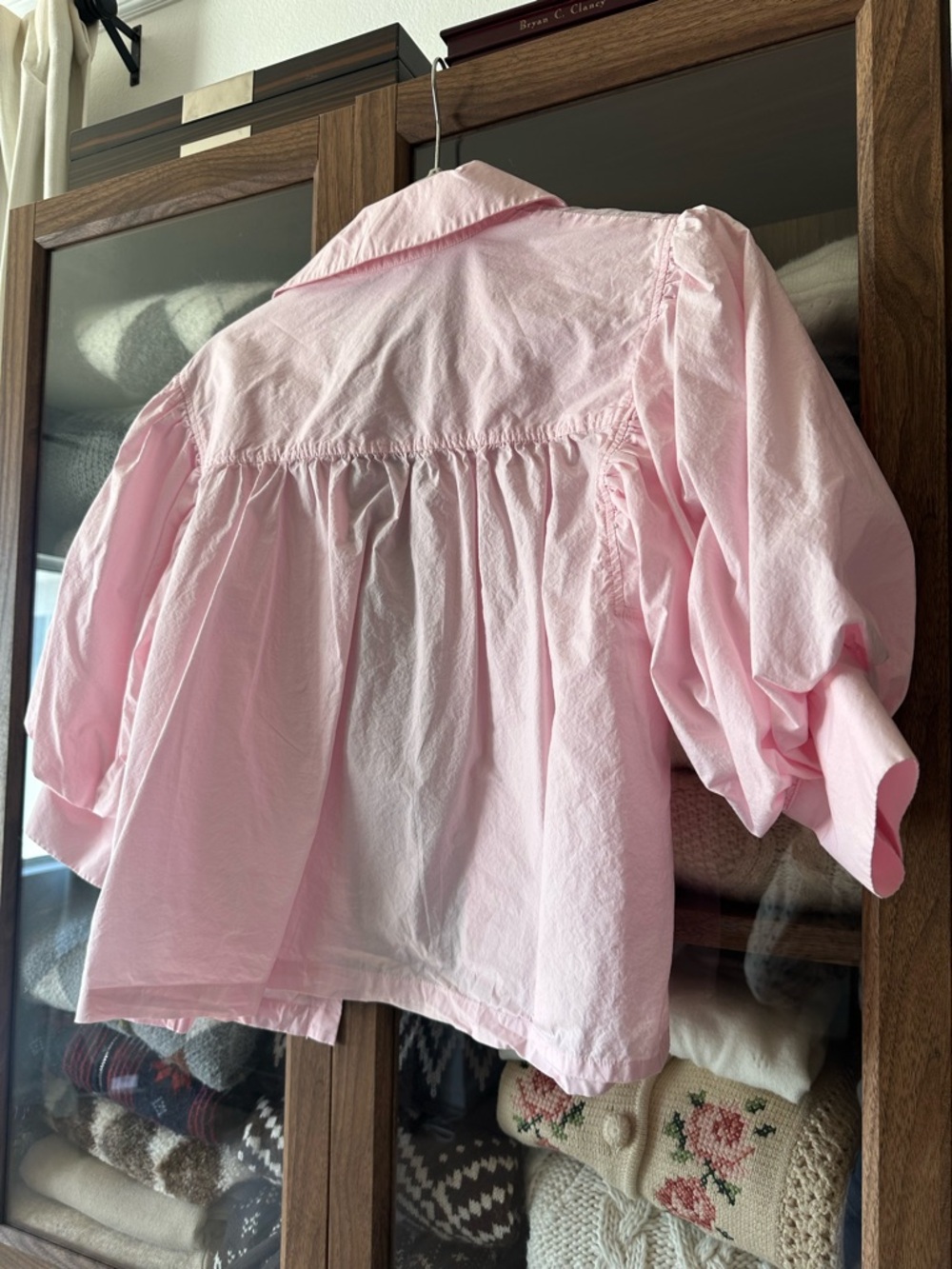 Zara Light Pink Puff-Sleeve Button-Down Shirt - Picture 4 of 4